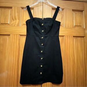 Hollister Black Buttoned Sheath Mini Dress Sweetheart Neckline
